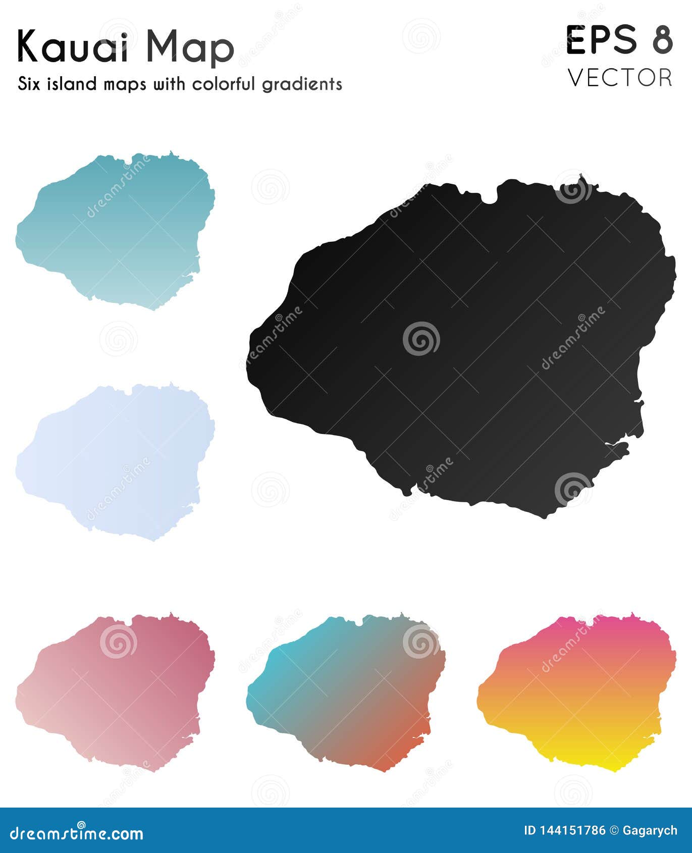 map of kauai with beautiful gradients.