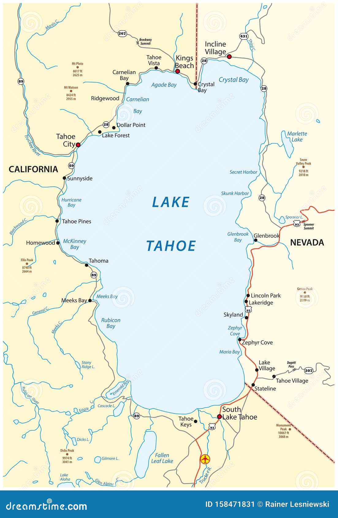 Map Usa States Smap Usa Map Lake Tahoe