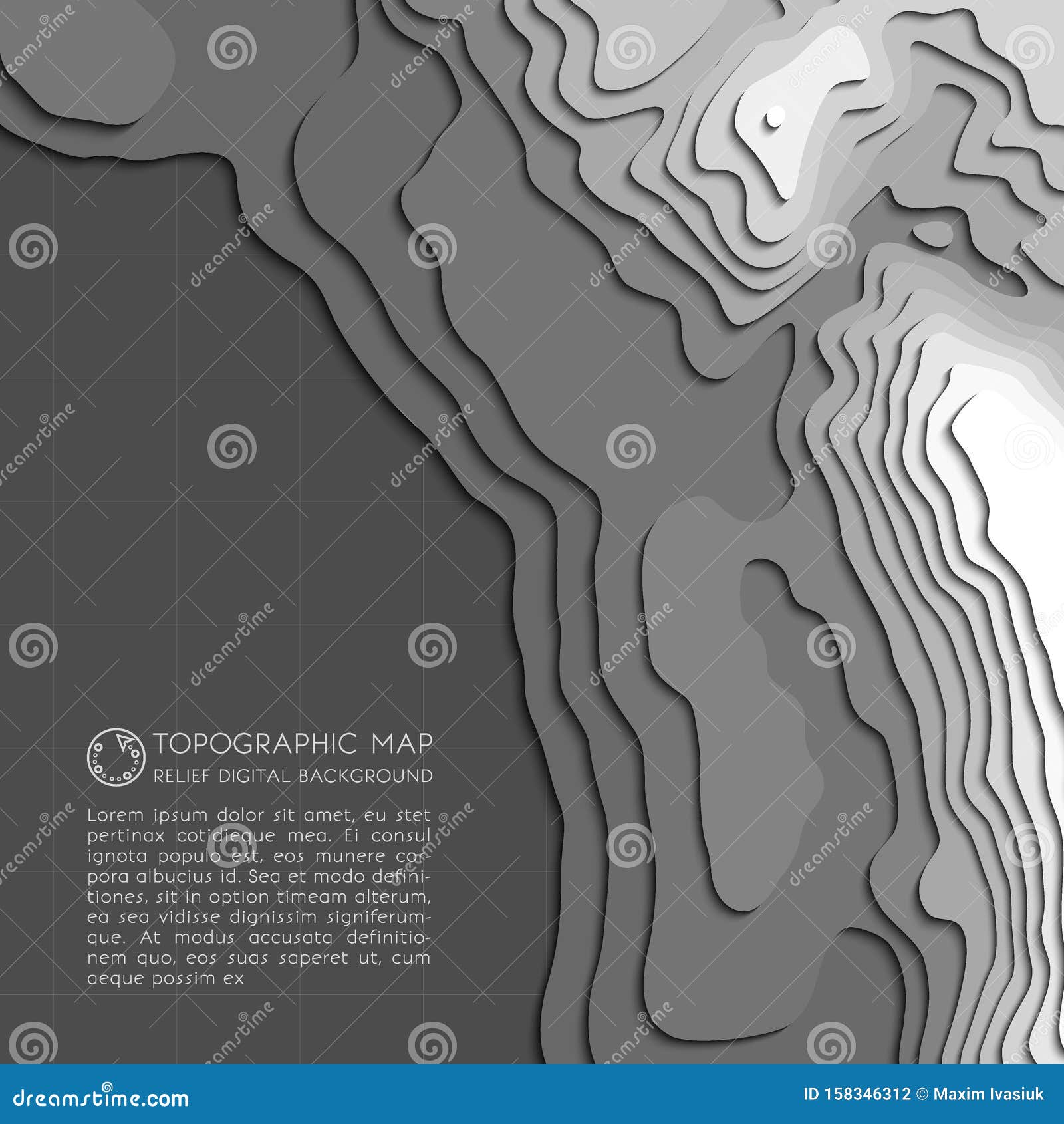 map line of topography.  abstract topographic map concept with space for your copy. black and white wave