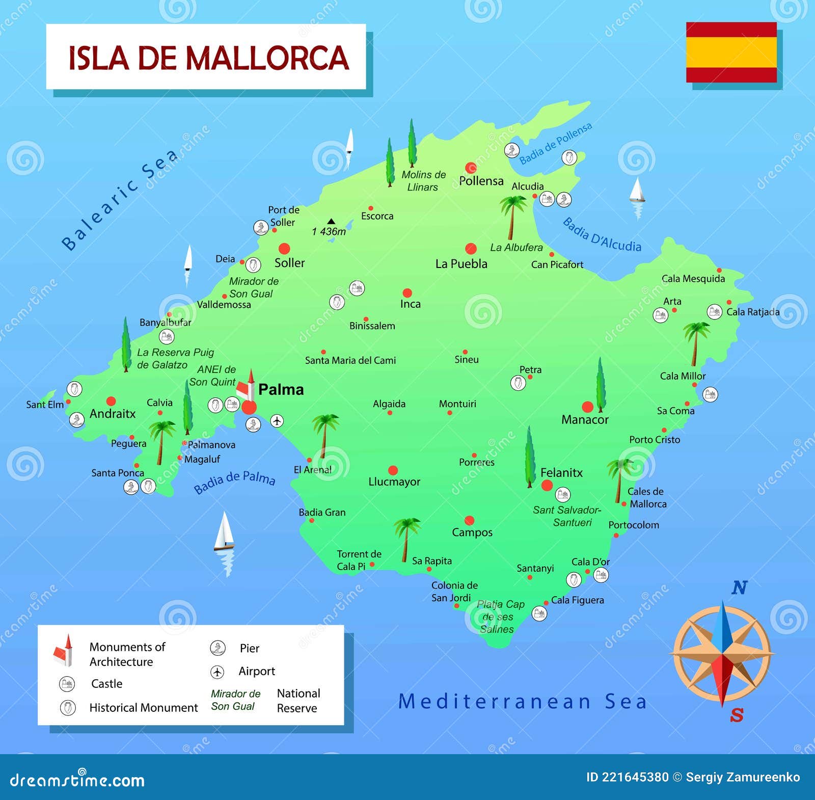 Map Of Mallorca Stock Illustration. Illustration Of Pattern - 221645380