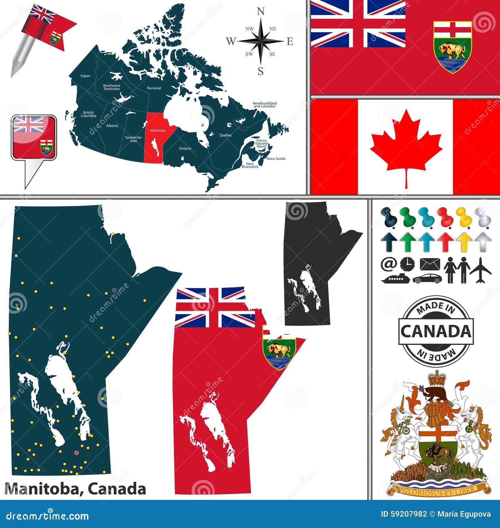 Manitoba State Map Lettering In Map Shape. Manitoba Typography Map With