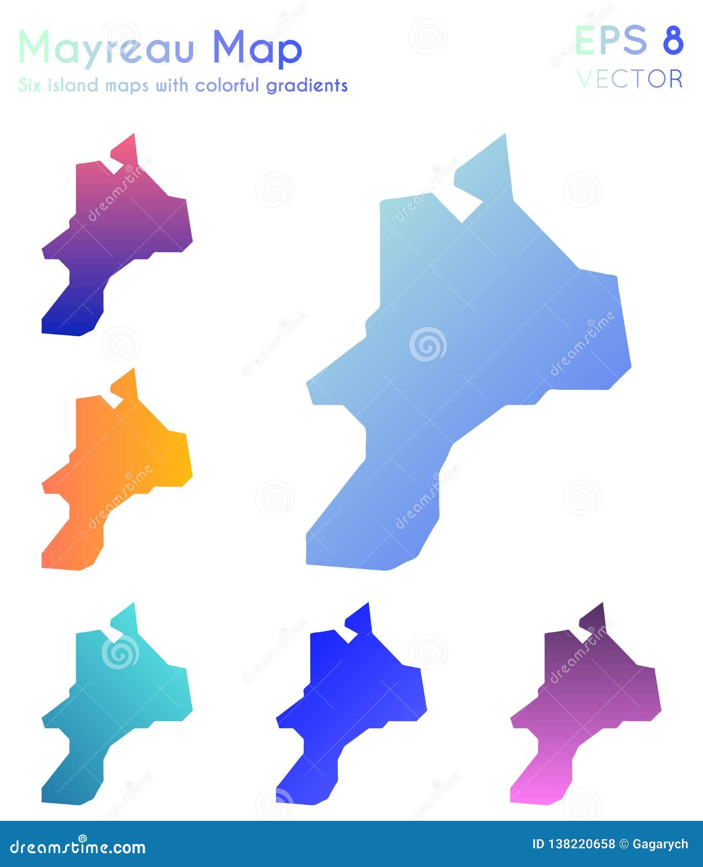 map of mayreau with beautiful gradients.