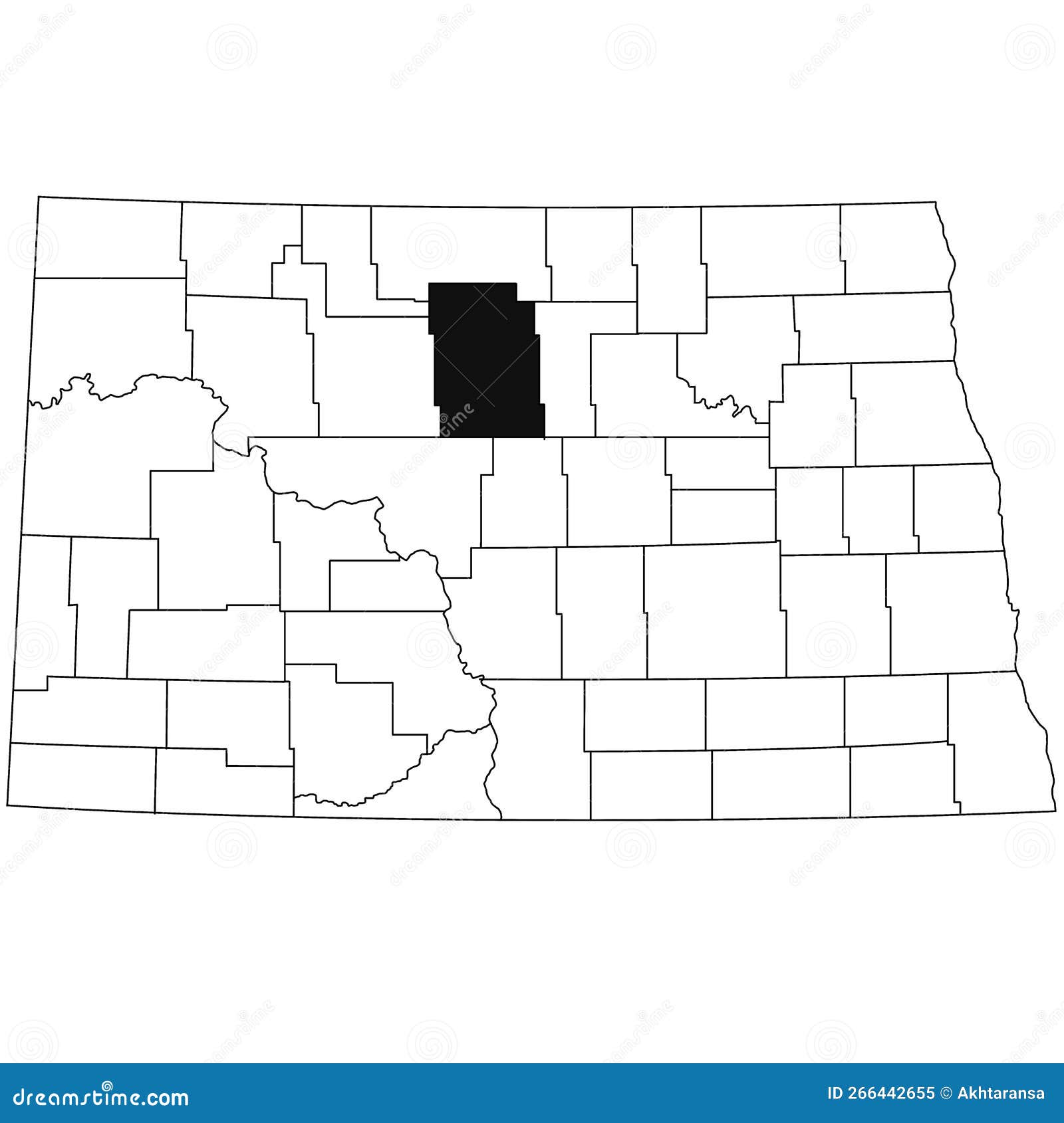 Map of McHenry County in North Dakota State on White Background. Single