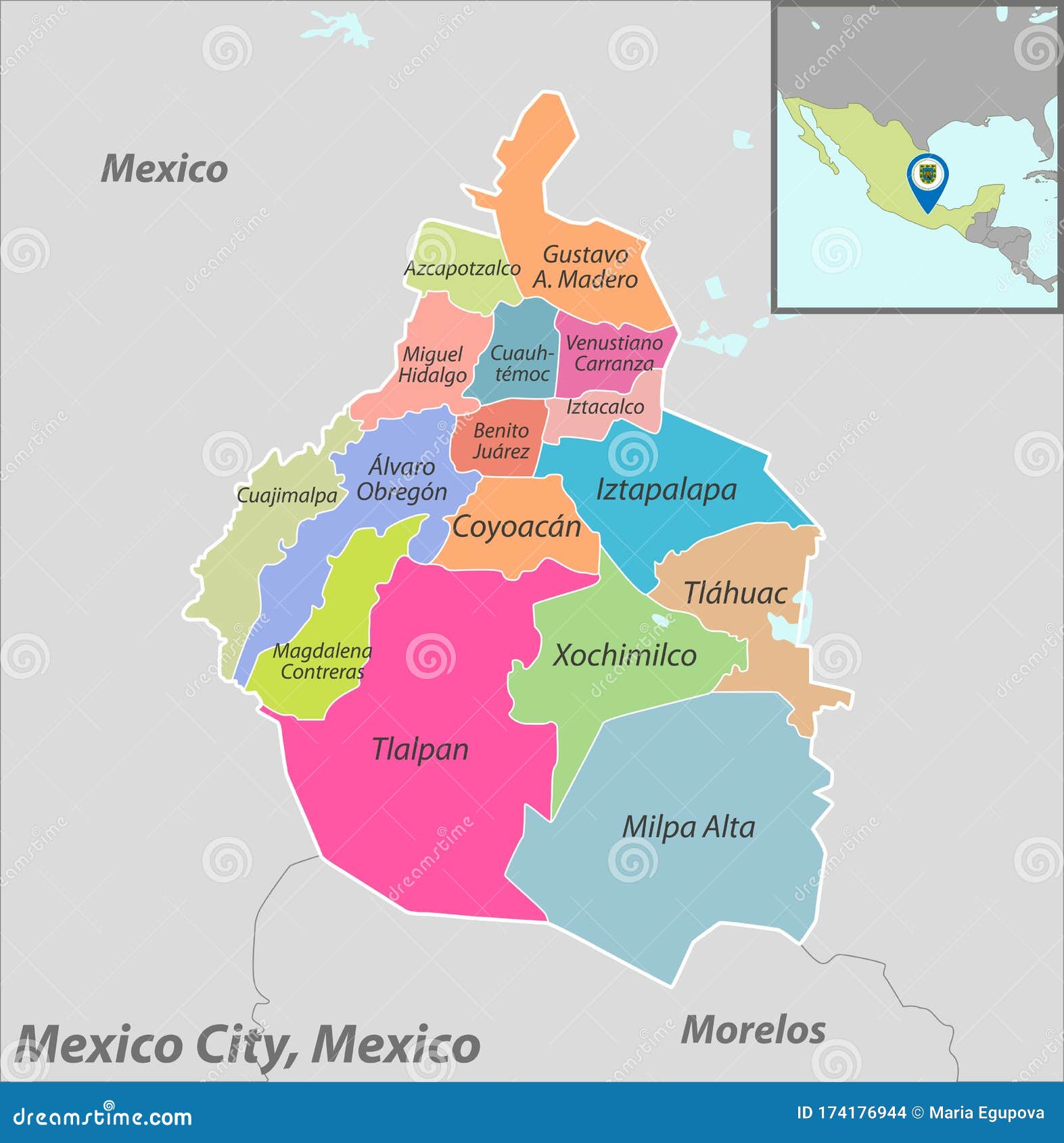 map of mexico city, mexico