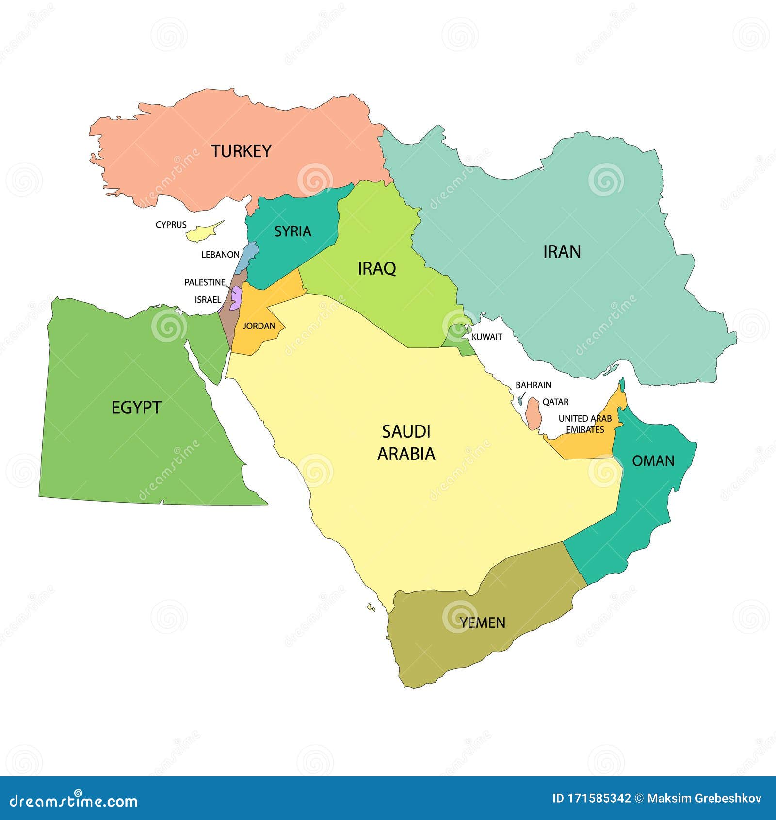 Middle East Map Countries Labeled