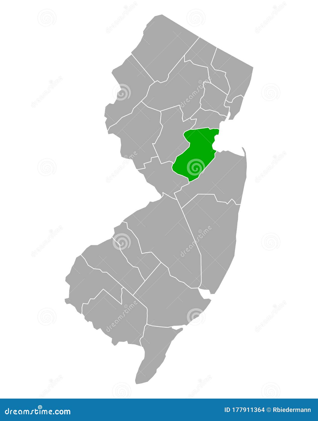 Map of Middlesex in New Jersey Stock Vector Illustration of region