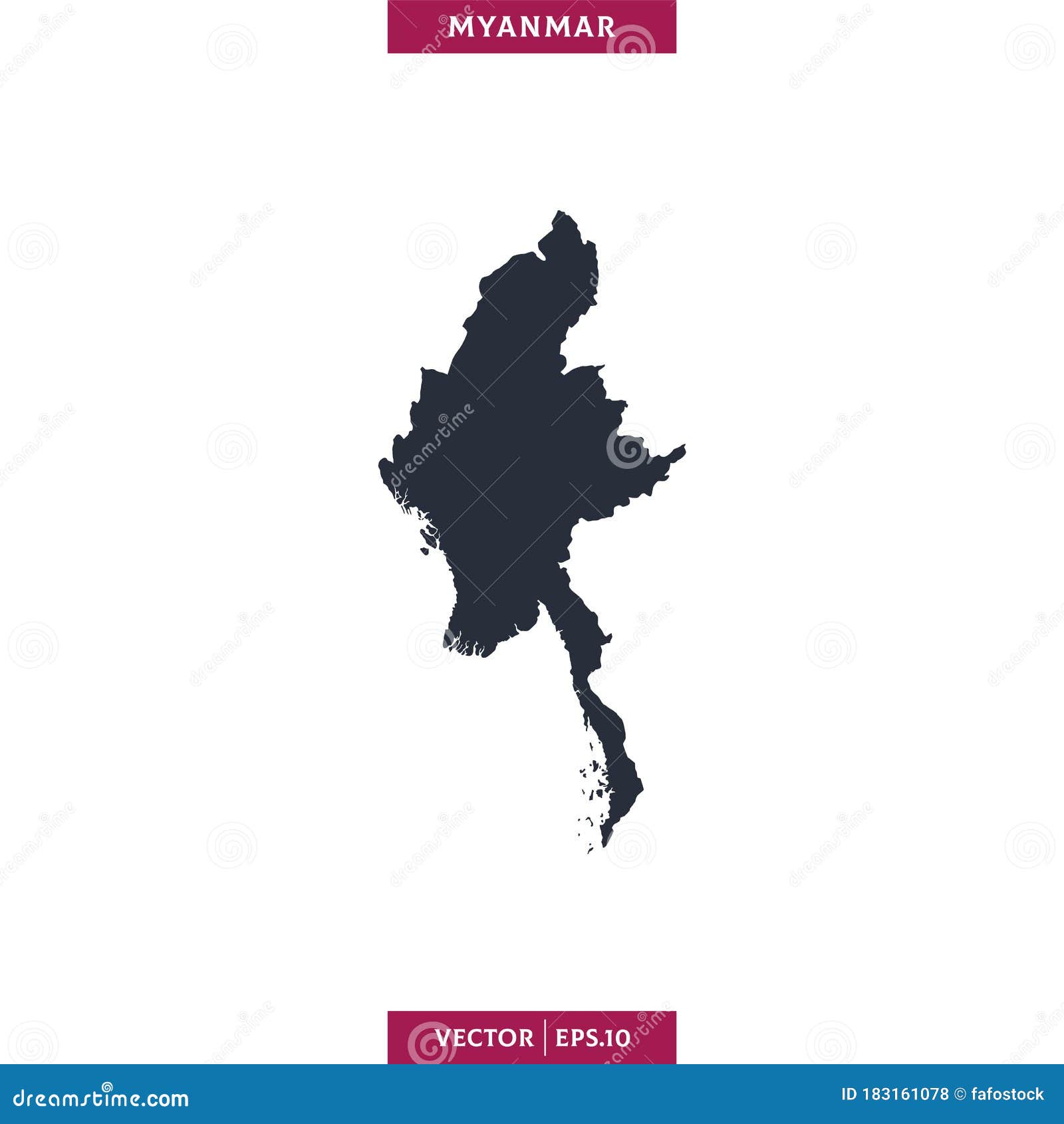 Myanmar Map. High Detailed Map Vector In White Background ...