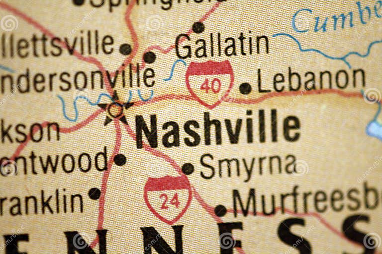 Map of Nashville Tennessee stock photo. Image of direction 5033698