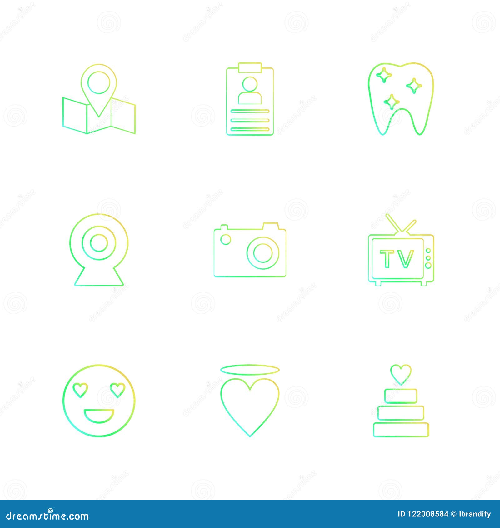 map , navigation , teeth , camera , tv , heart , emoji , cake ,