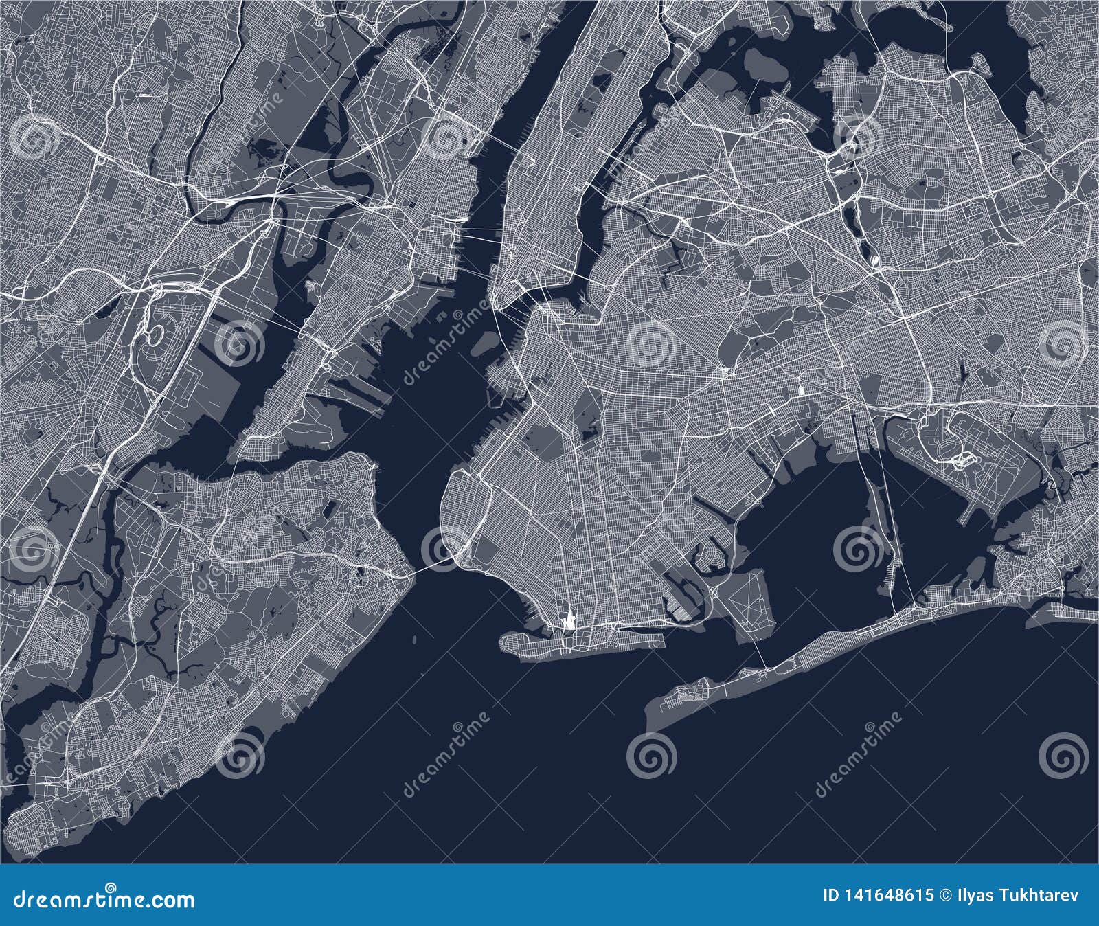 Map New York City Ny Usa Vector 141648615 