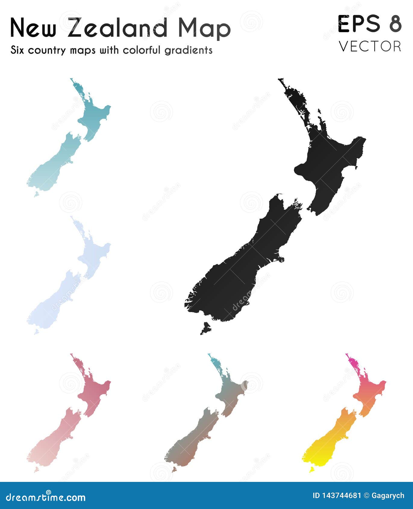 map of new zealand with beautiful gradients.