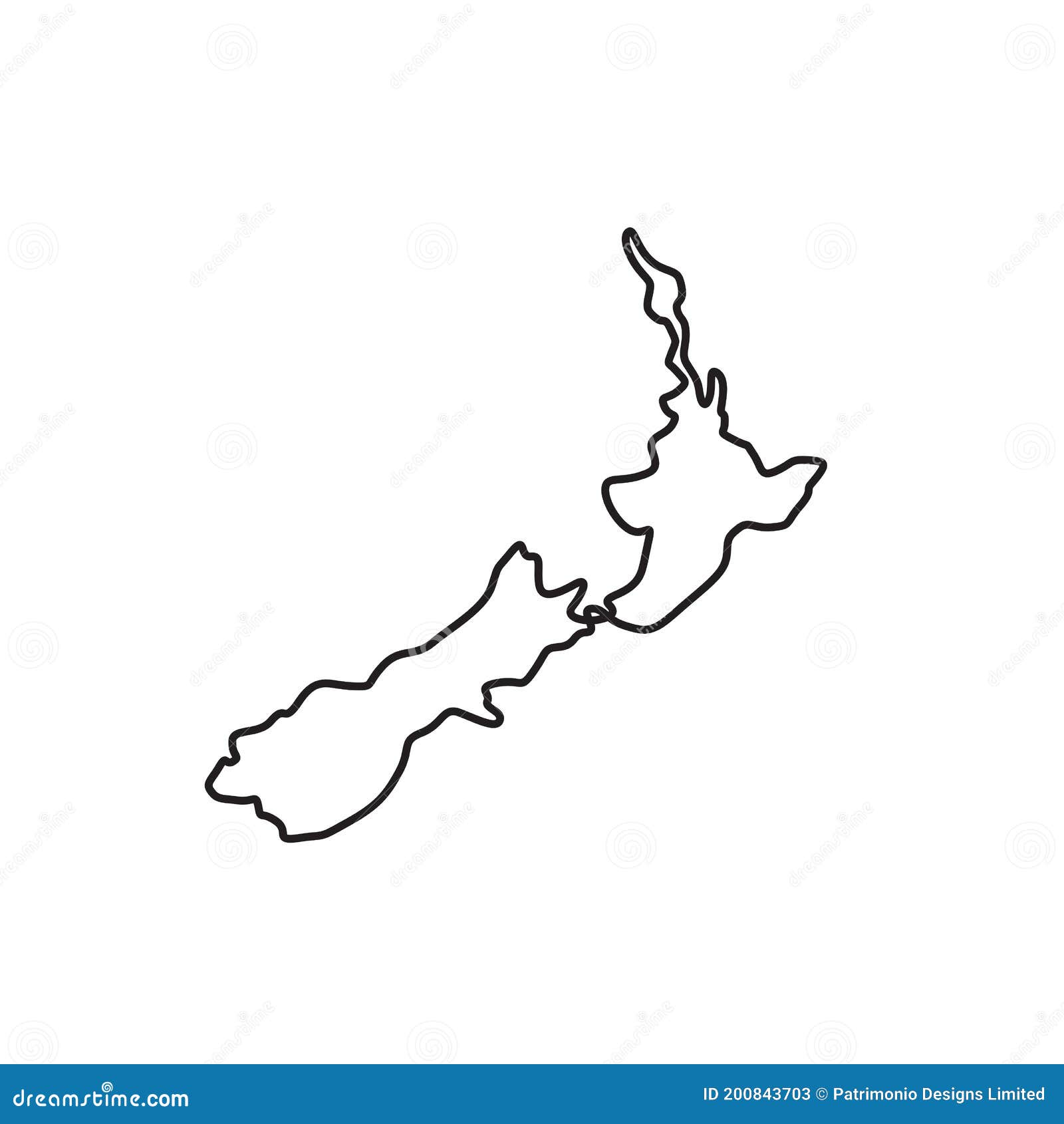 map of new zealand showing north island and south island continuous line drawing