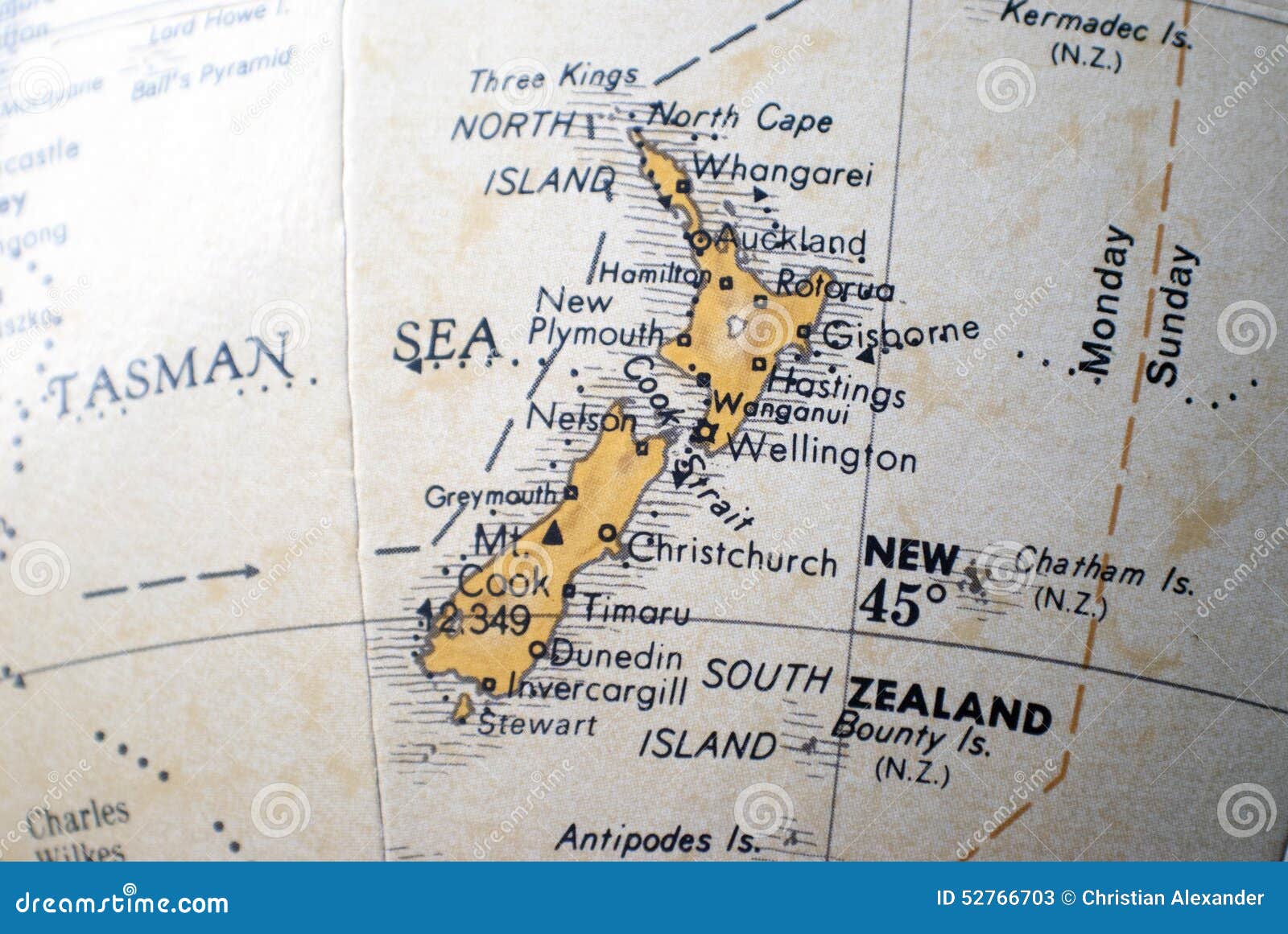 Map of New Zealand on a World Globe Stock Image Image of travel, world 52766703