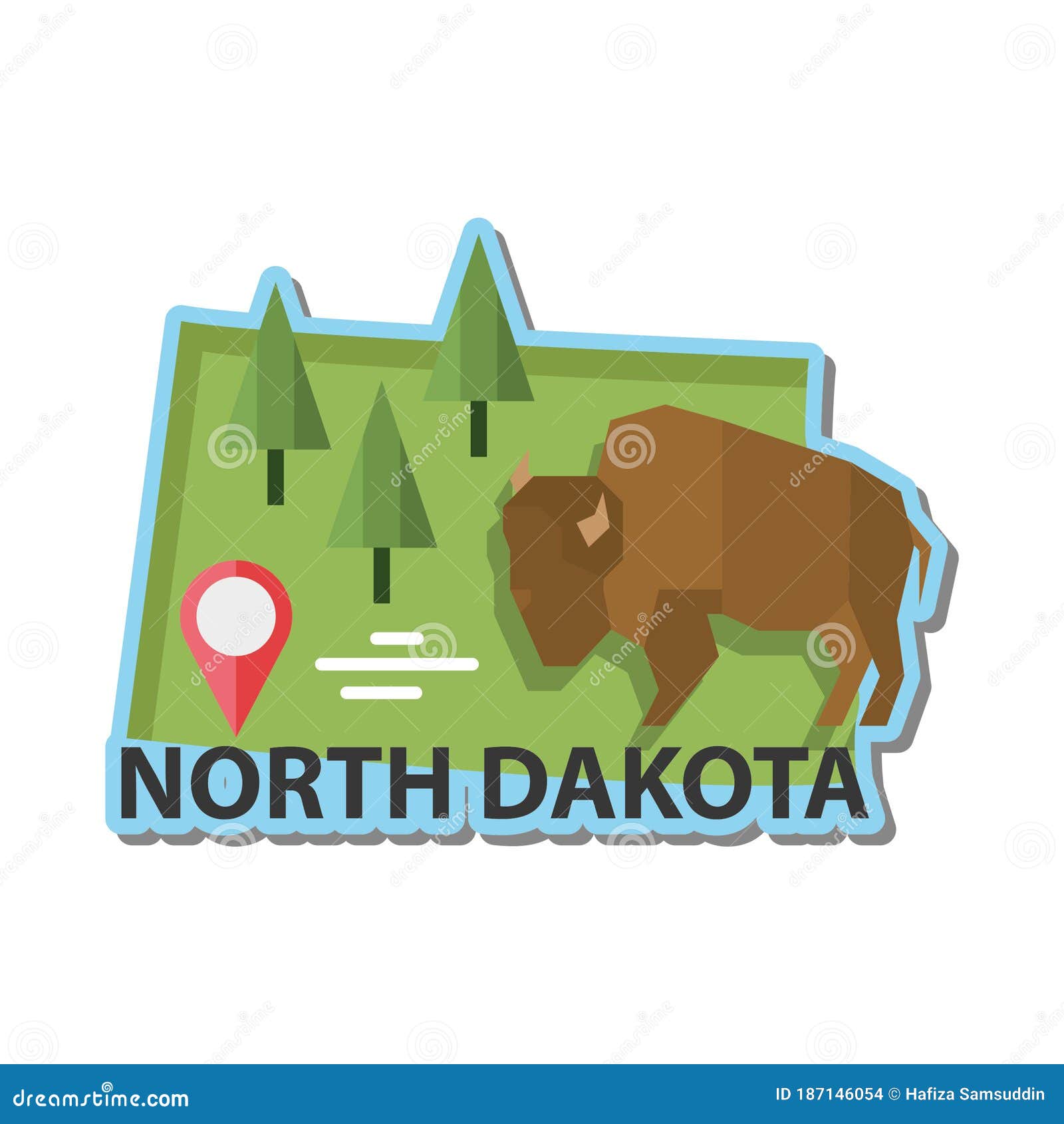 Map of North Dakota State. Vector Illustration Decorative Design Stock