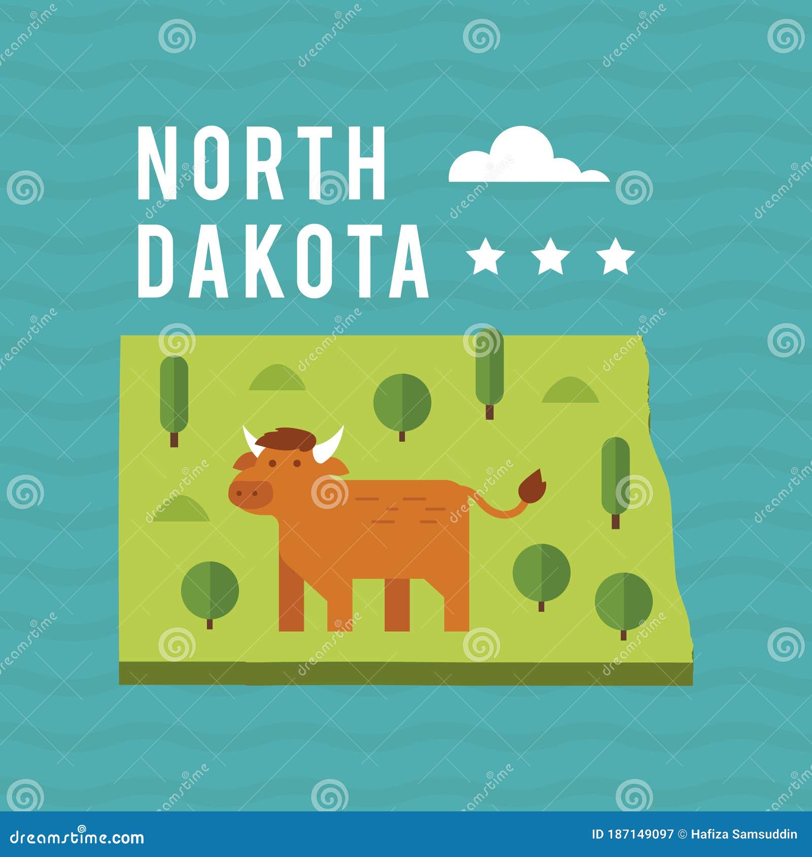 Map of North Dakota State. Vector Illustration Decorative Design Stock