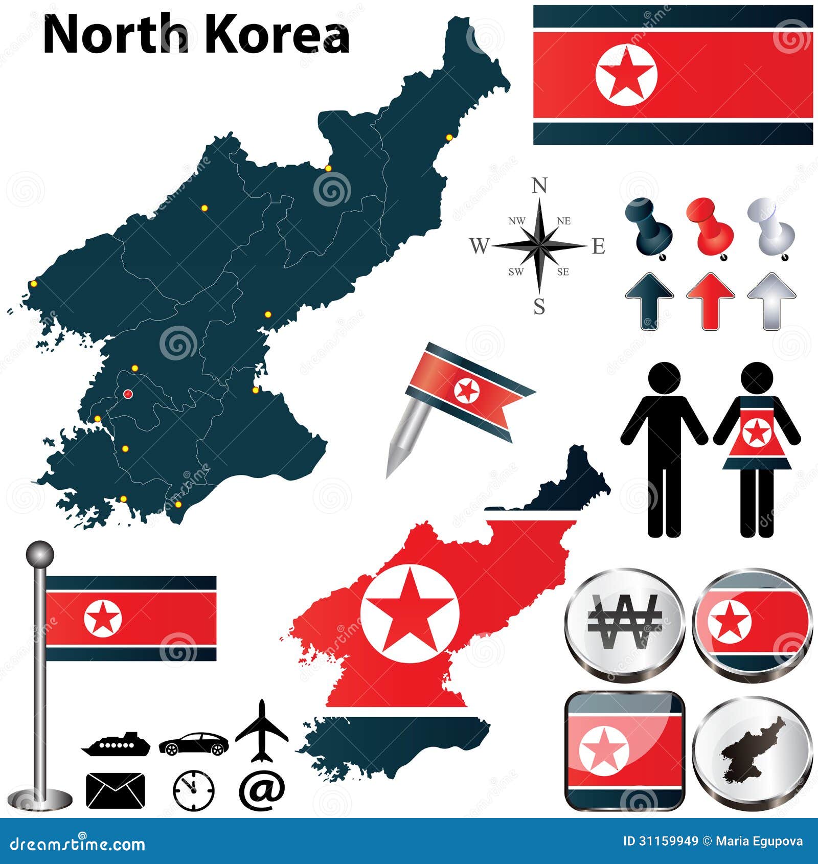 Map of North Korea stock vector. Illustration of country 