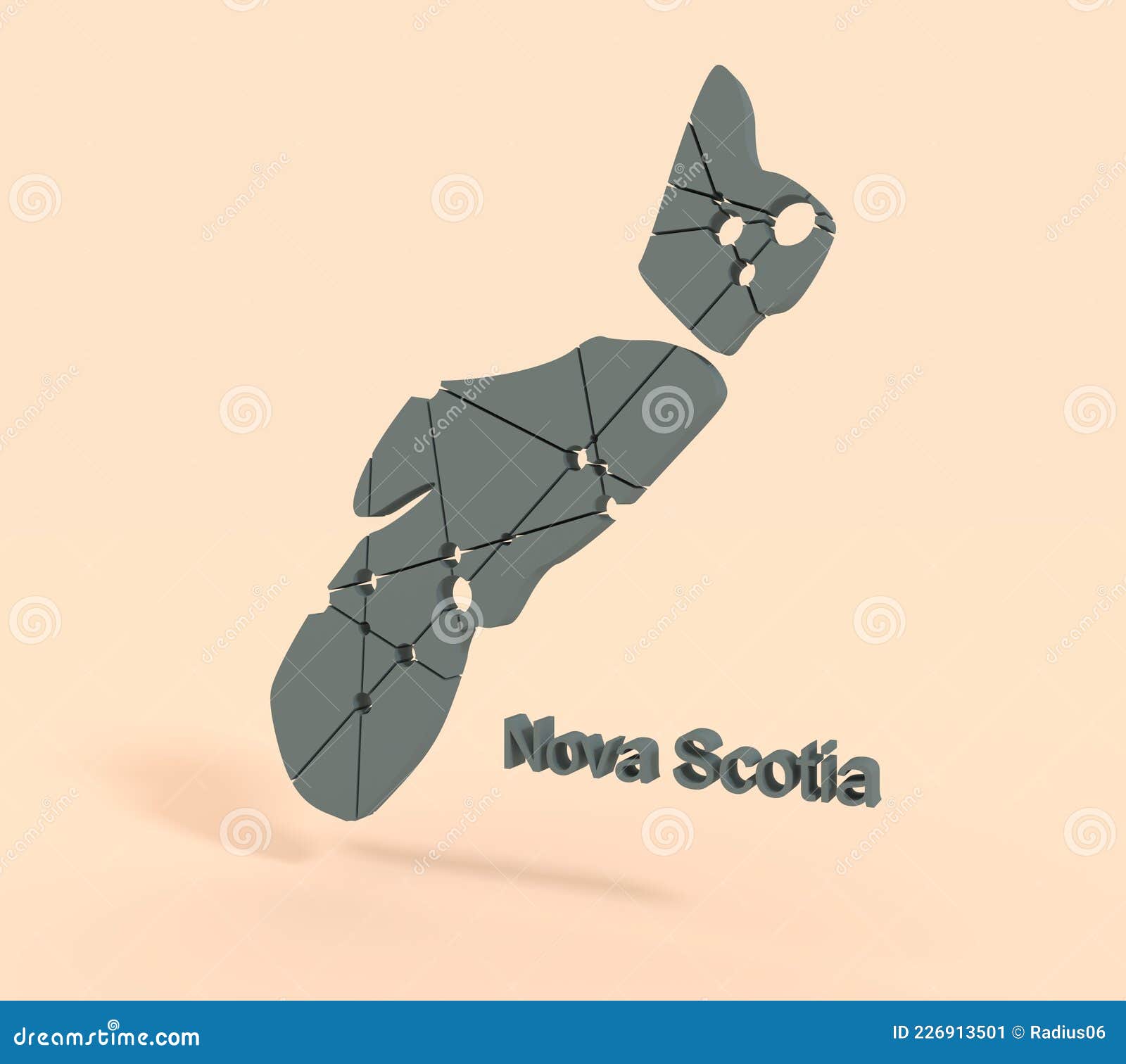Map of Nova Scotia. Concept of Travel and Geography of Canada. Stock