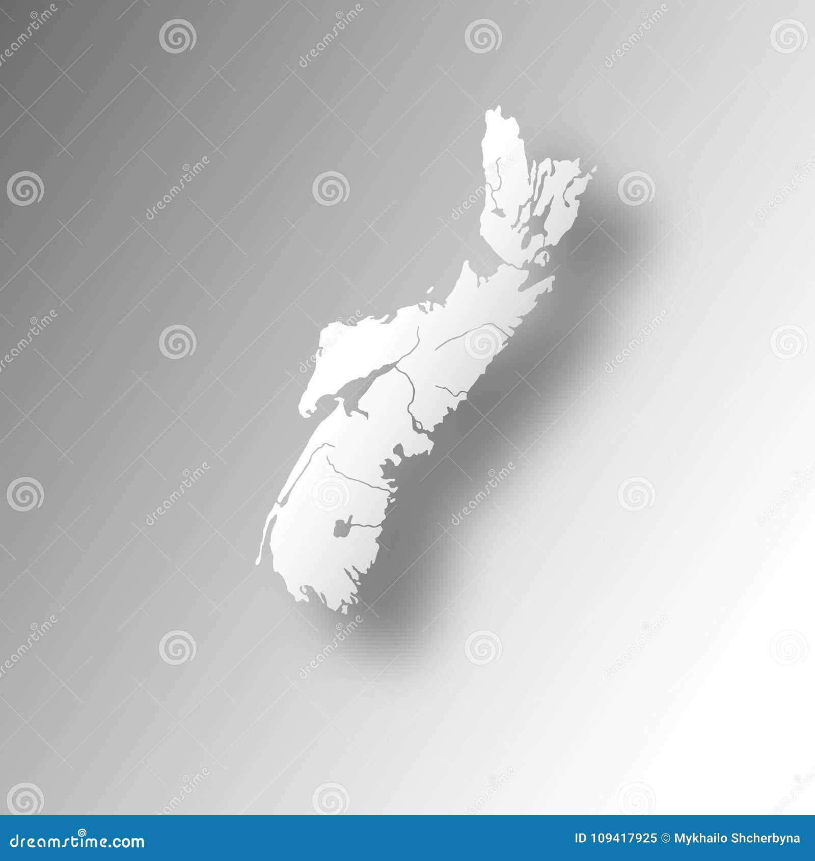 Map of Nova Scotia with Rivers and Lakes. Stock Vector - Illustration