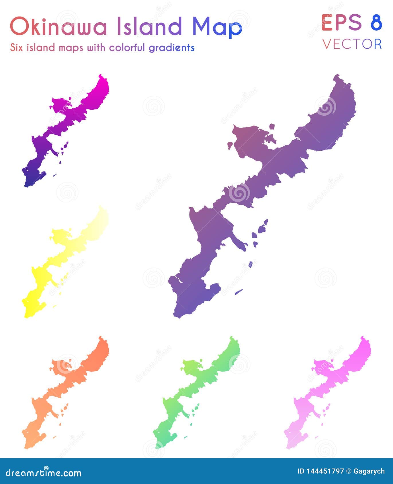 Map of Okinawa Island with Beautiful Gradients. Stock Vector