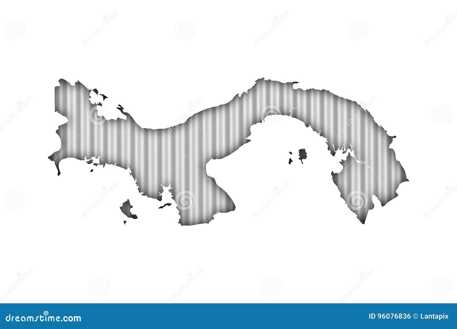 Colorful and crisp image of map of Panama on corrugated iron