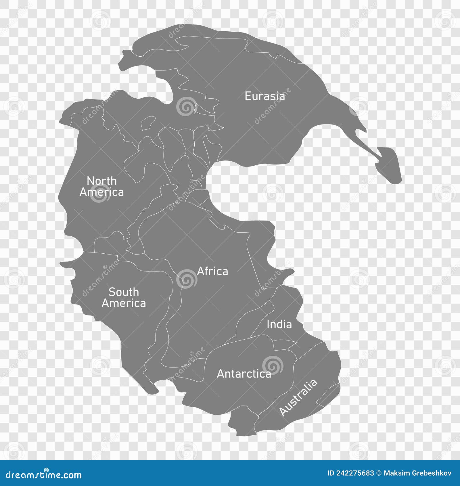 map of pangaea with borders of continents template for your 
