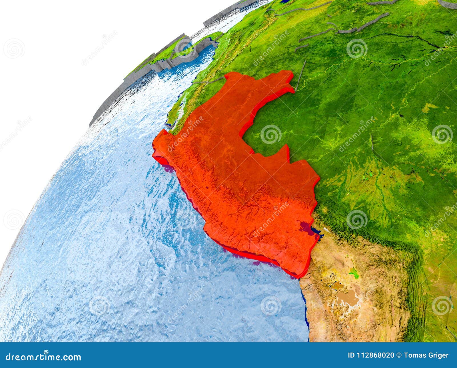 Map Of Peru In Red On Globe Stock Illustration ... Map Of Peru In Red On Globe Stock Illustration ...