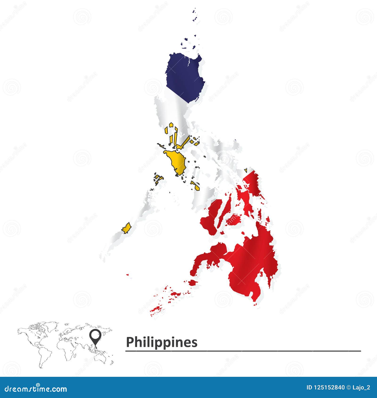 Map of Philippines with Flag Stock Vector - Illustration of dimensional ...
