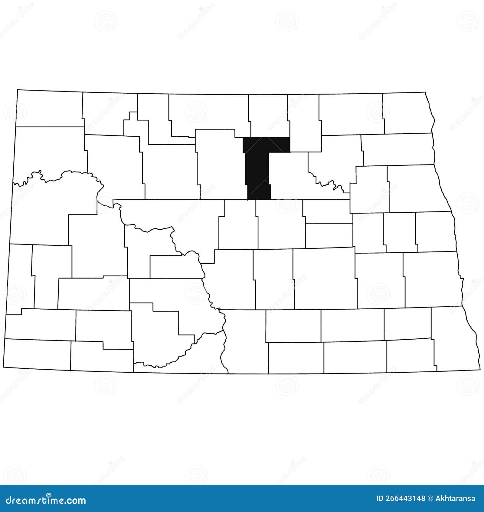 Map of Pierce County in North Dakota State on White Background. Single