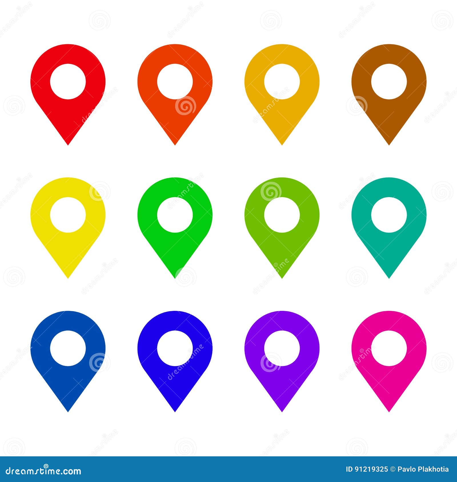 Map pin flat icon set stock vector. Illustration of label - 91219325