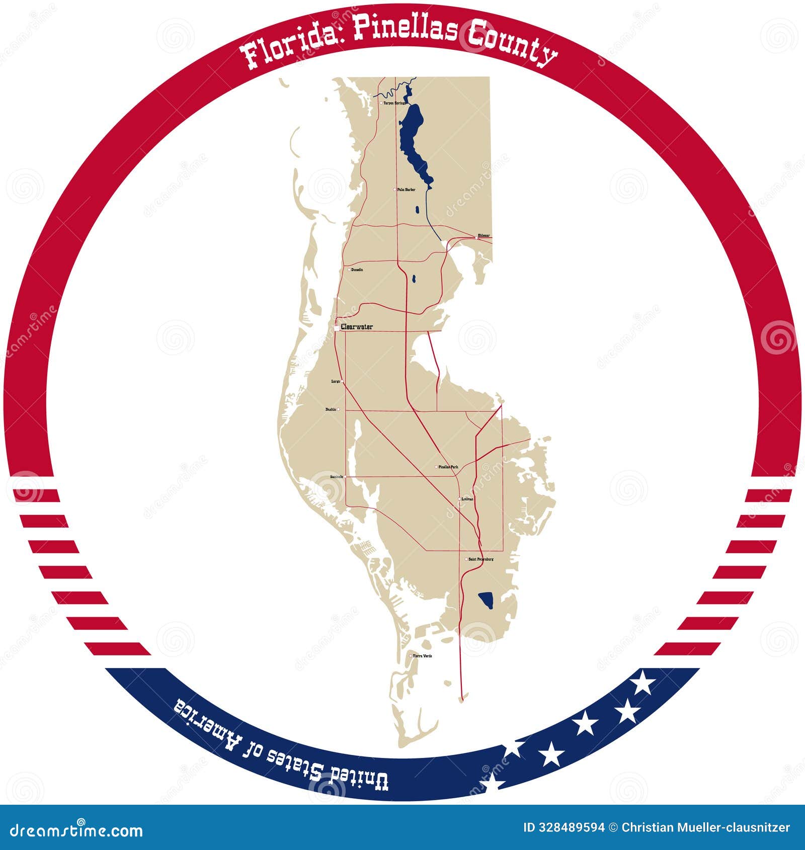 Map of Pinellas County in Florida - Map Pinellas County Florida Usa Arranged Circle 328489594 