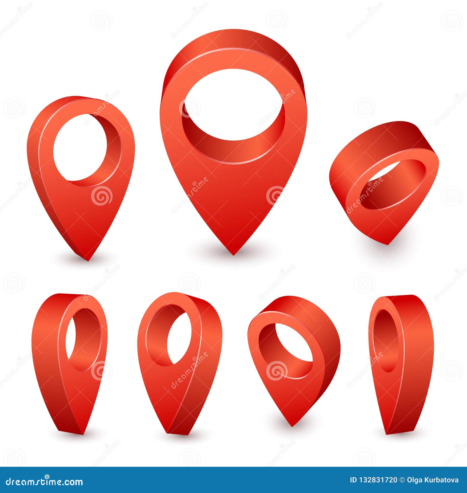 map pointer 3d pin. red pin marker for travel place. location s  set on white background