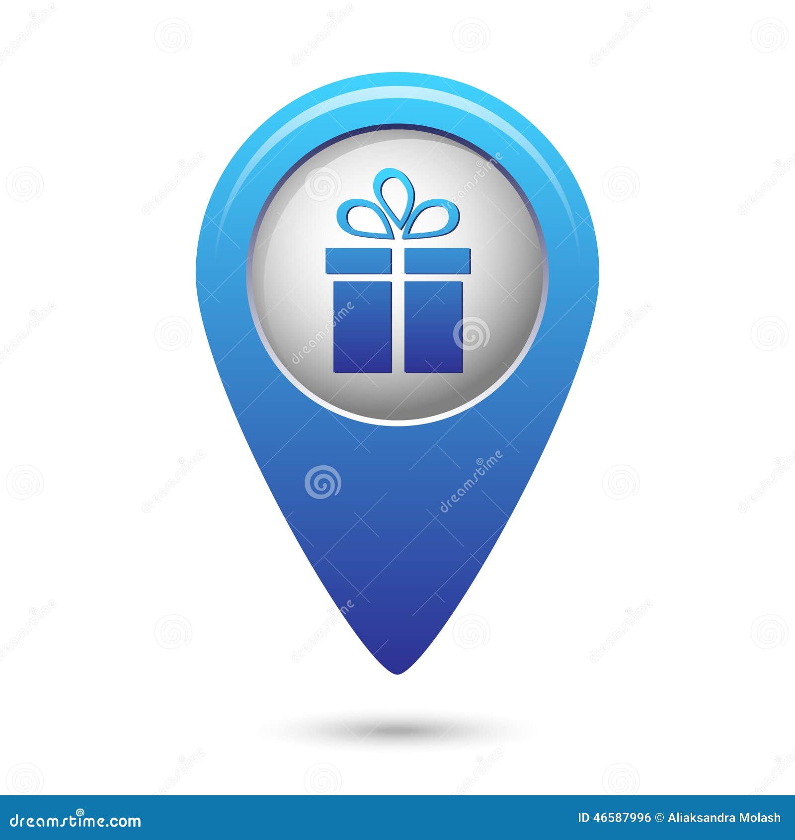 Map pointer with present icon. Vector illustration