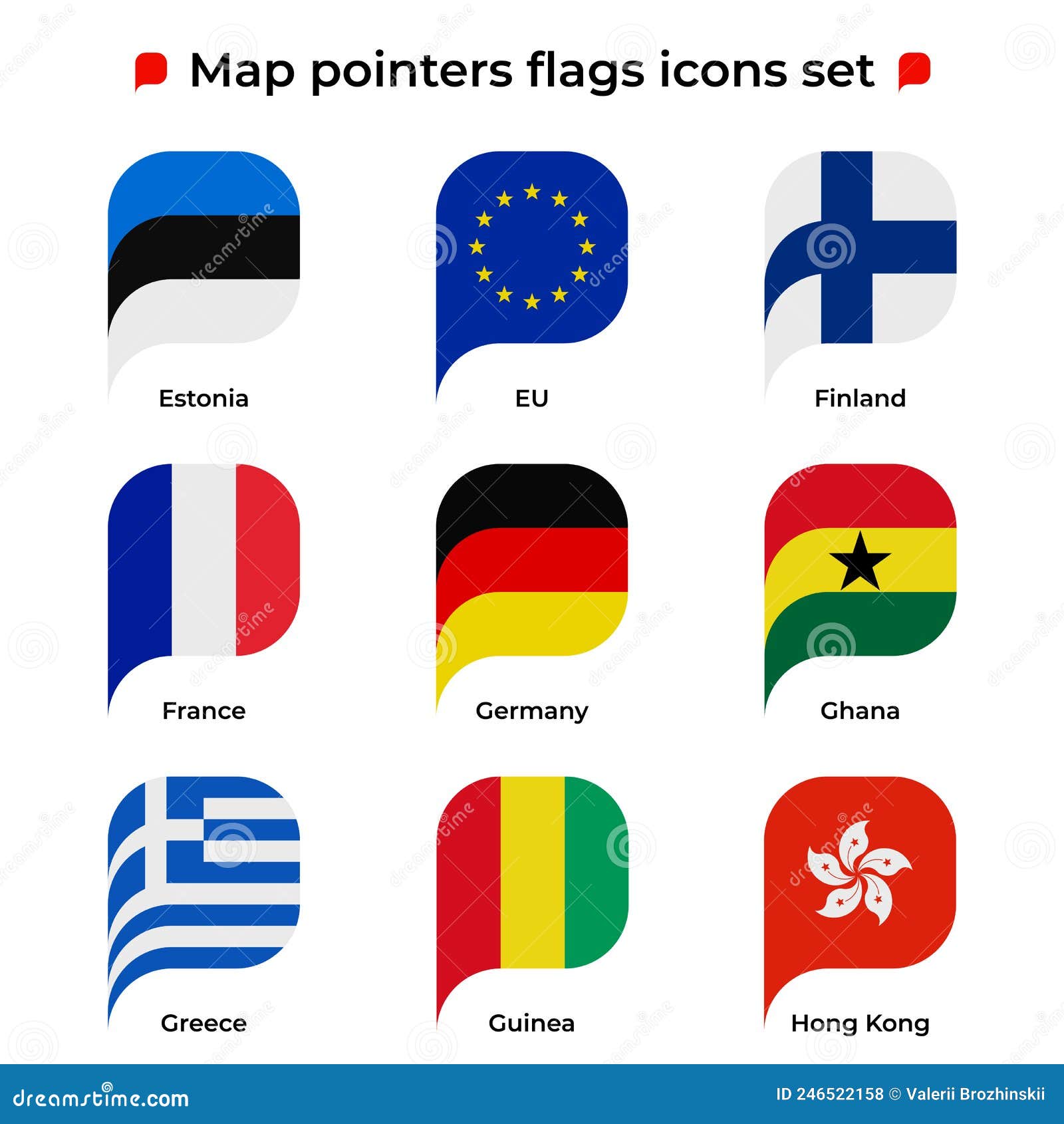 Map Pointers With Flags. Asia. Vector Illustration