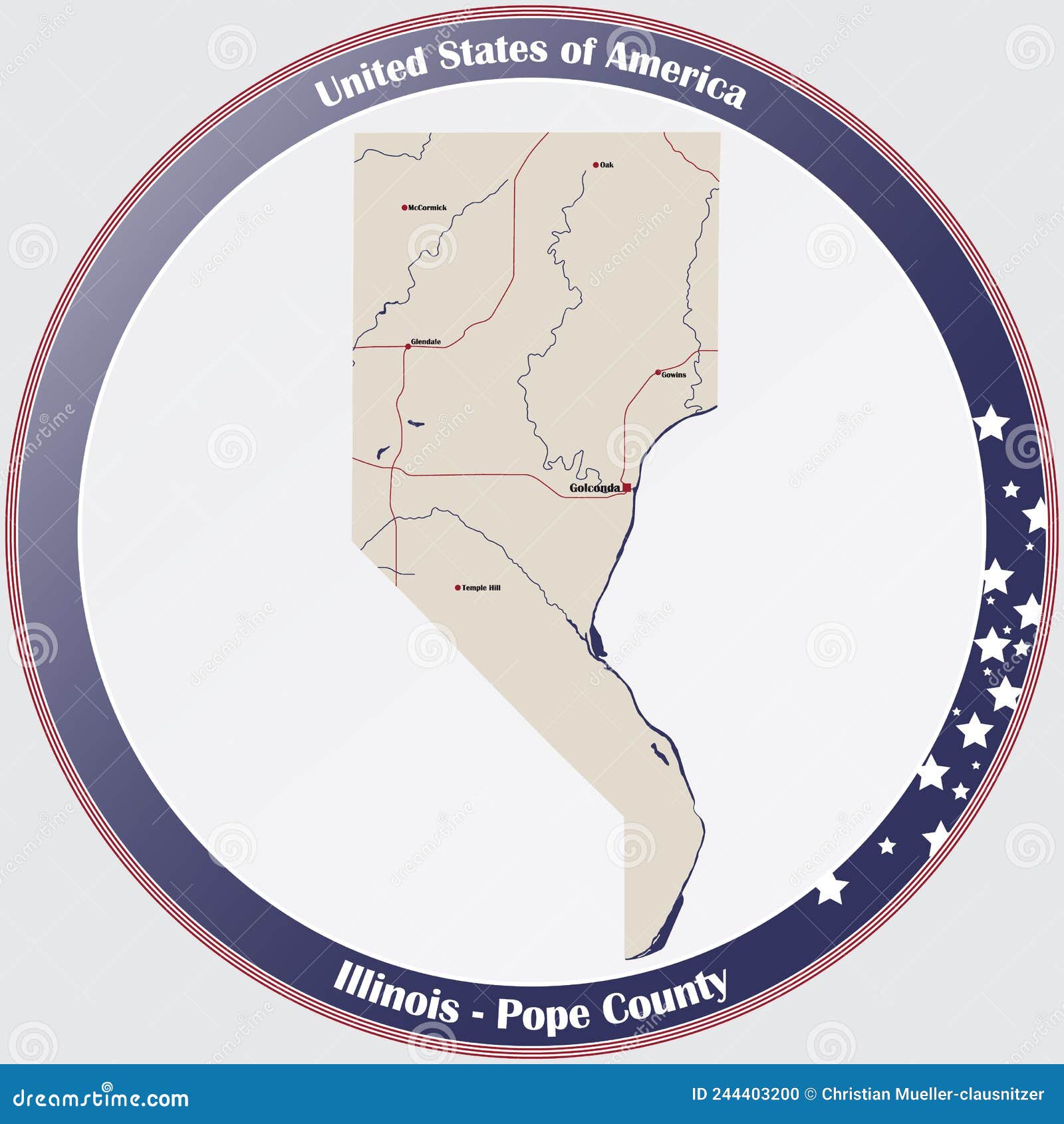 Map of Pope County in Illinois Stock Vector Illustration of city