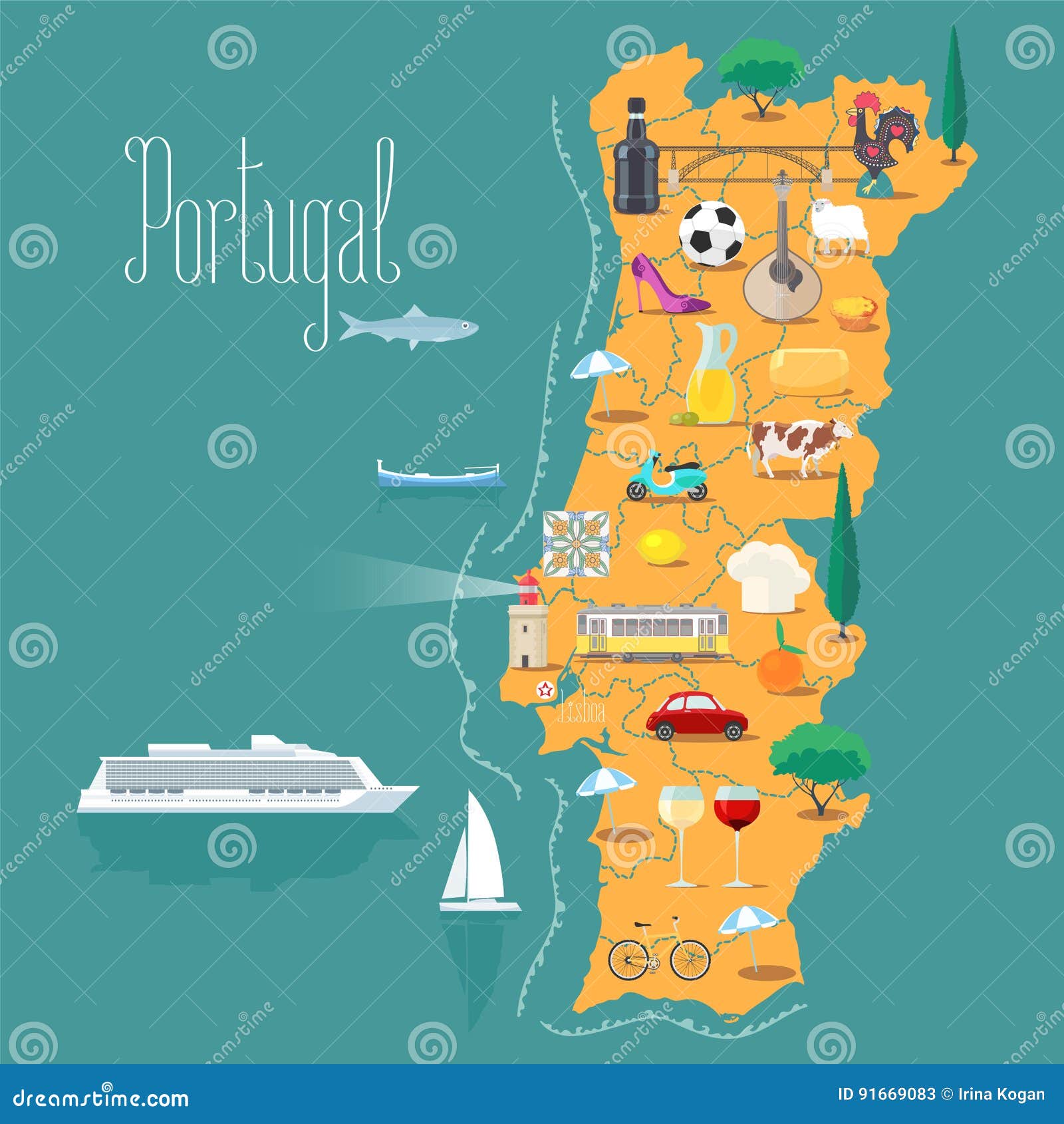 Mapa De Portugal Clipart De Stock, Royalty-Free