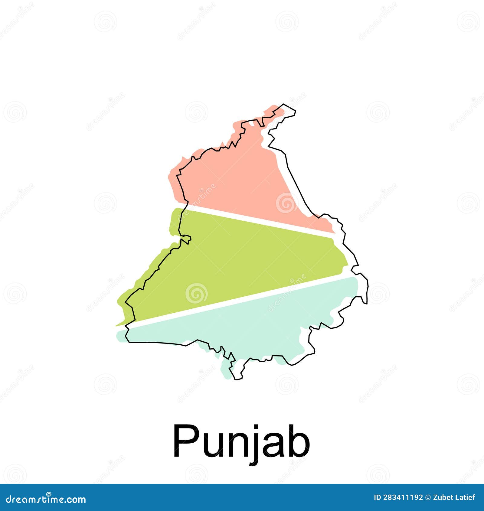 Punjab Outline Map Cartoon Vector 323595227