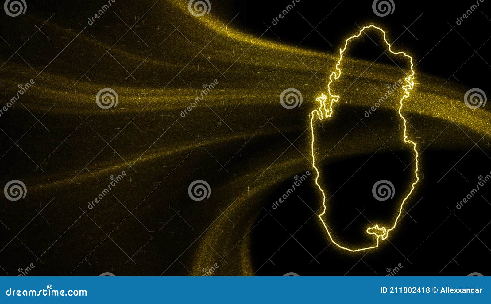 Map of Qatar, Gold Glitter Map Stock Illustration Illustration of