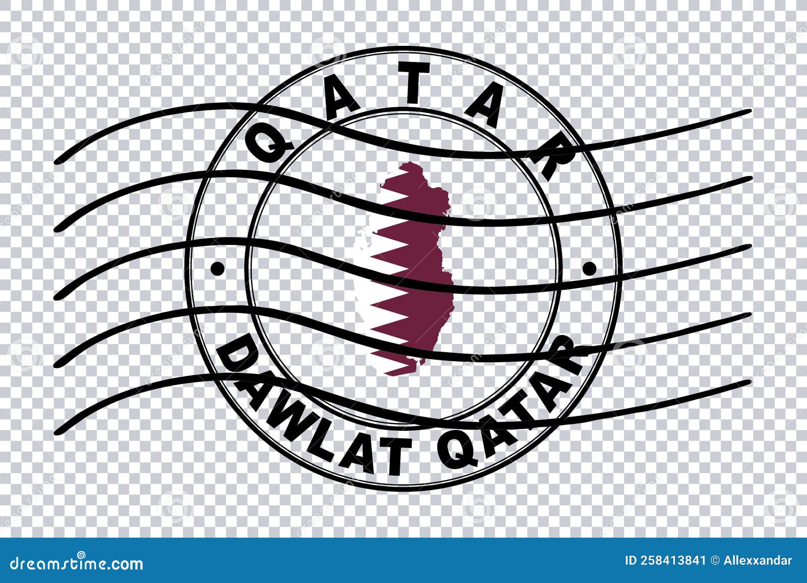 Map of Qatar, Postal Passport Stamp, Travel Stamp Stock Illustration
