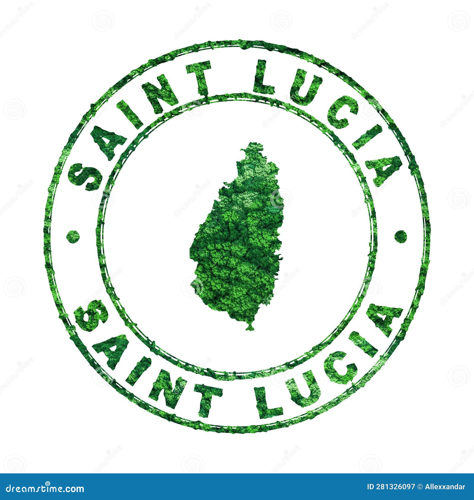 Map of Saint Lucia, Postal Stamp, Sustainable Development, CO2 Emission