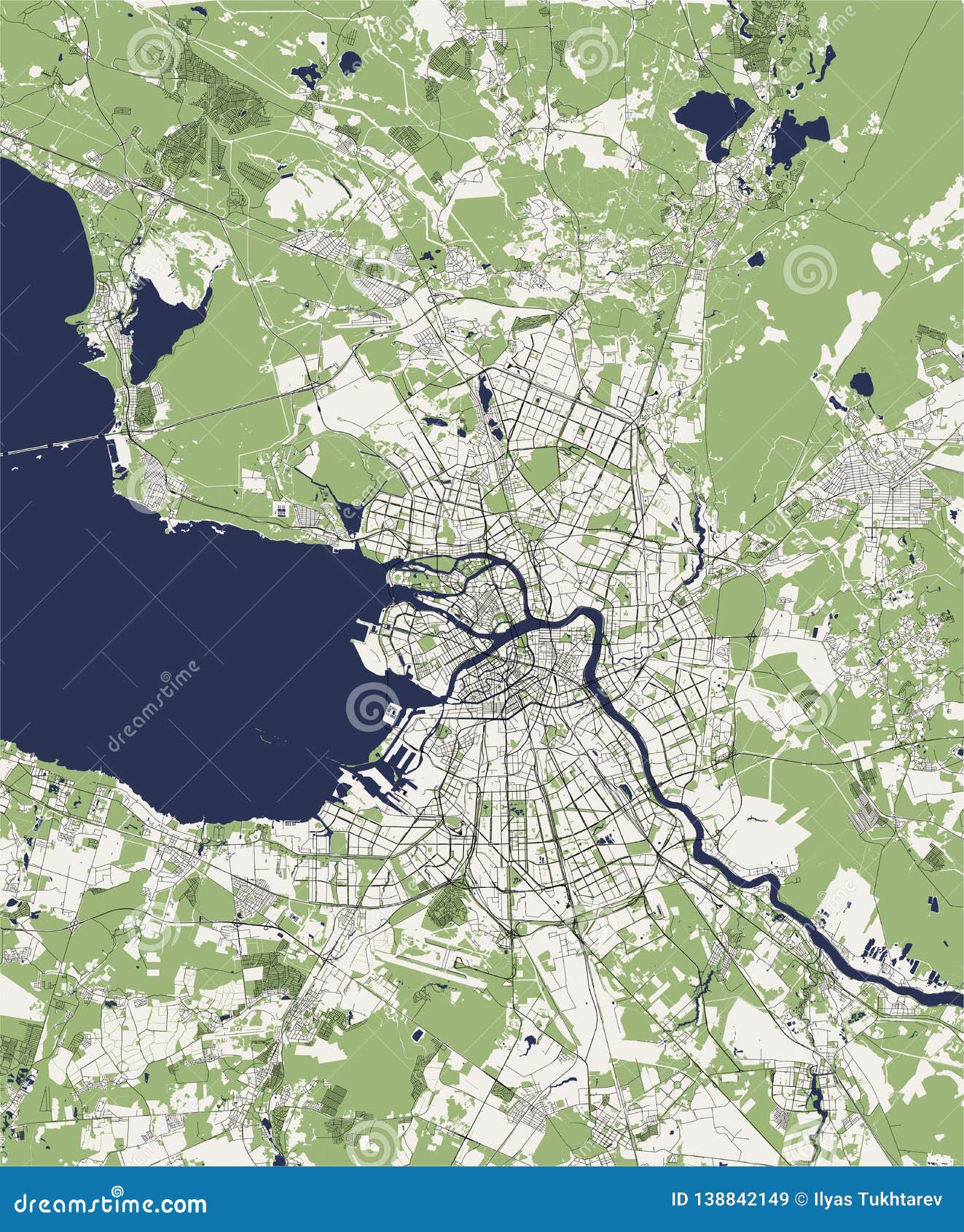Map Saint Petersburg, Russia Stock Illustration Illustration of