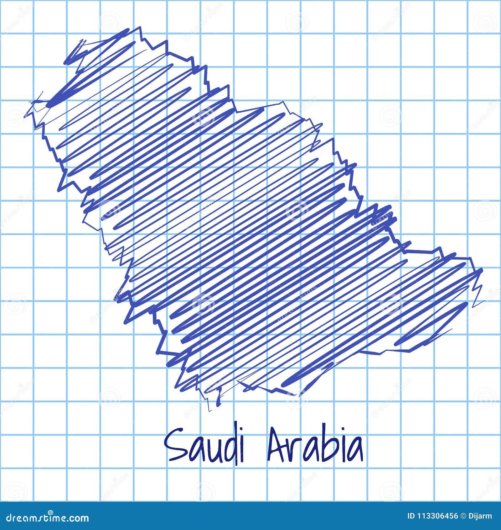 Map of Saudi Arabia, Blue Sketch Abstract Background Stock Illustration ...