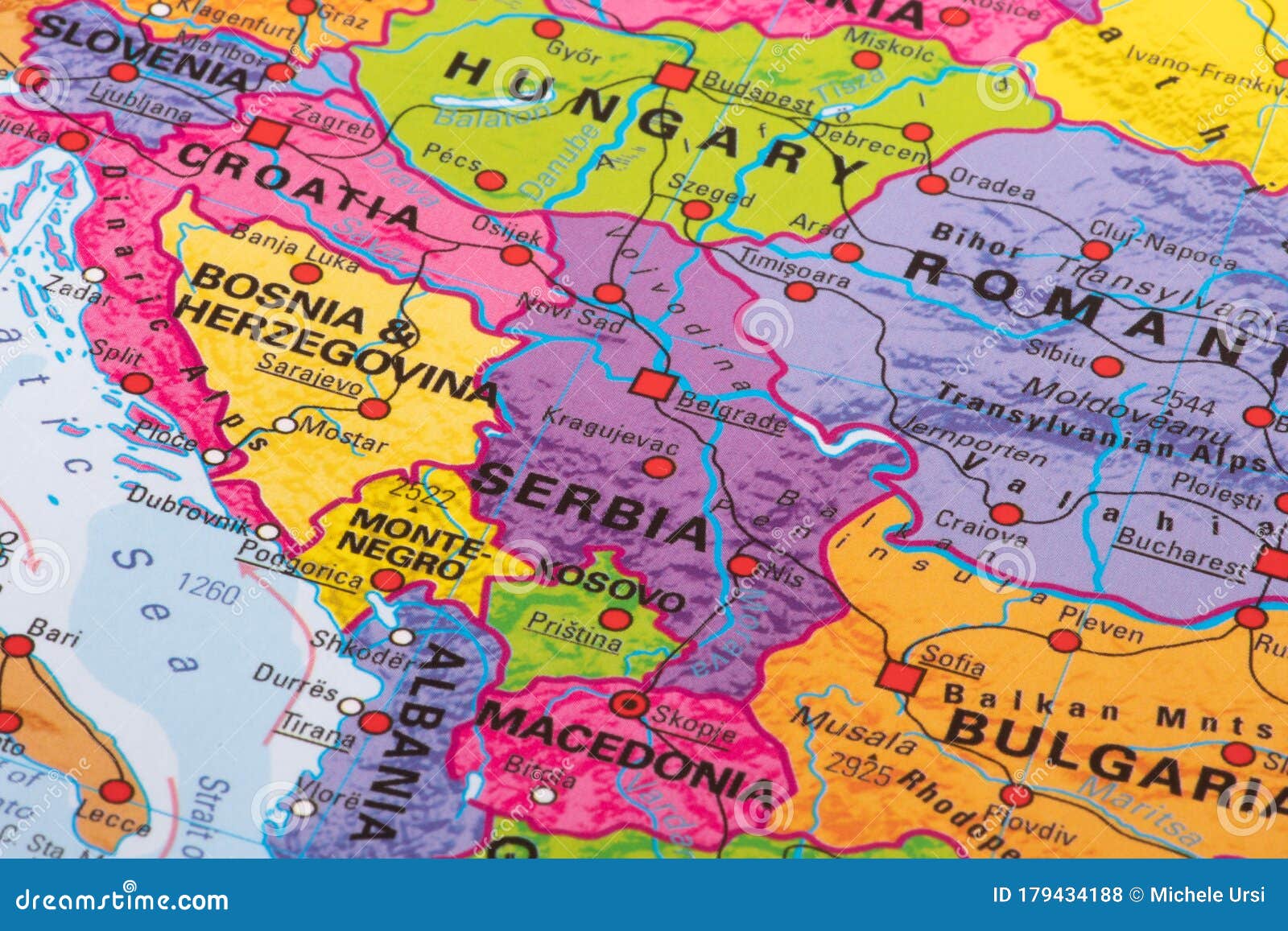 Map showing the geographical position of Vojvodina (Serbia) within Europe.