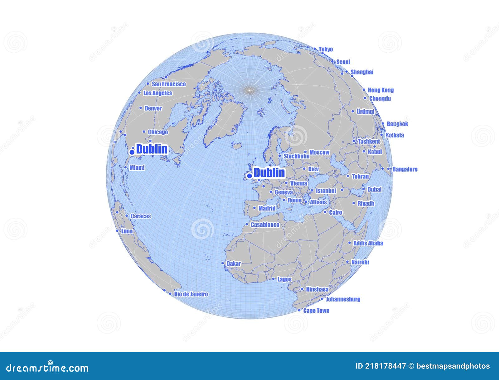 dublin on a world map
