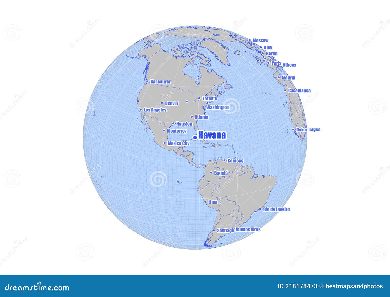 Map Showing Havana,Cuba on the World Map. Stock Illustration
