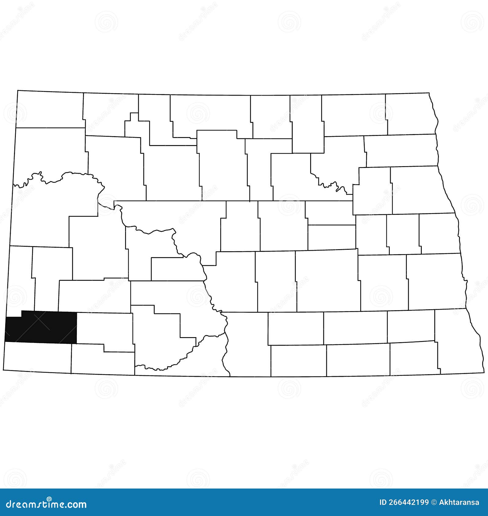 Map of Slope County in North Dakota State on White Background. Single