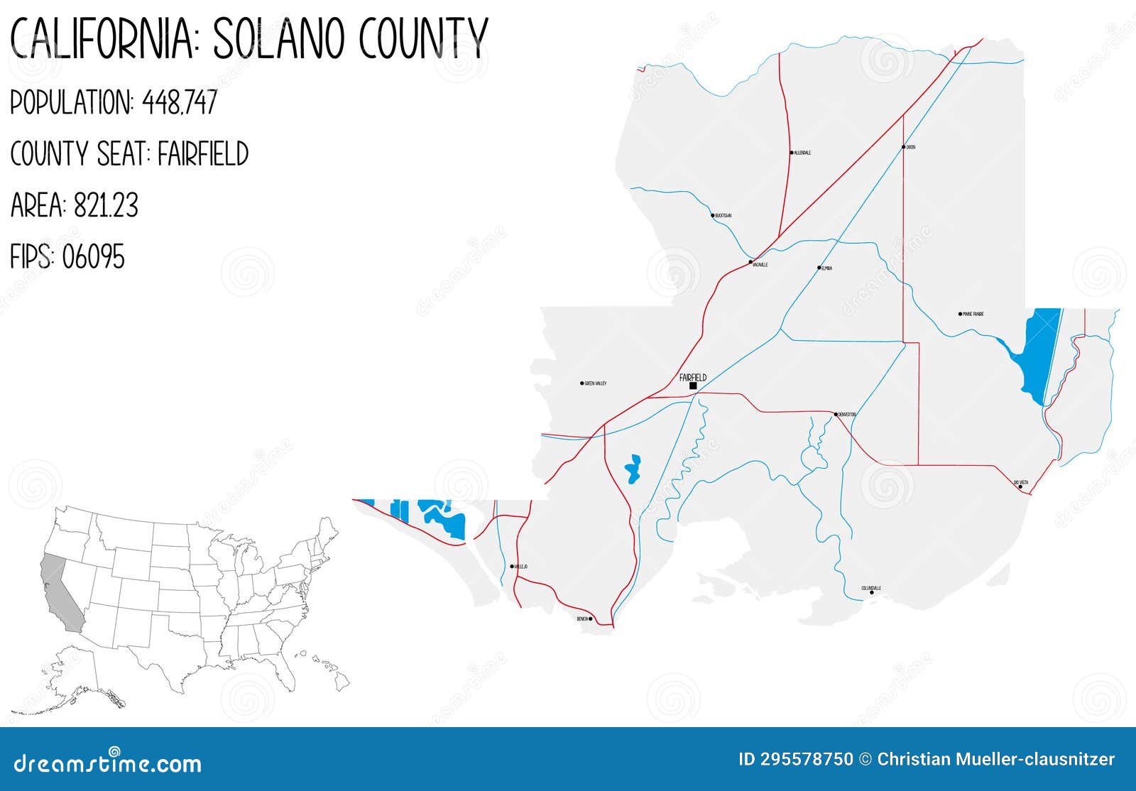 map of solano county in california, usa
