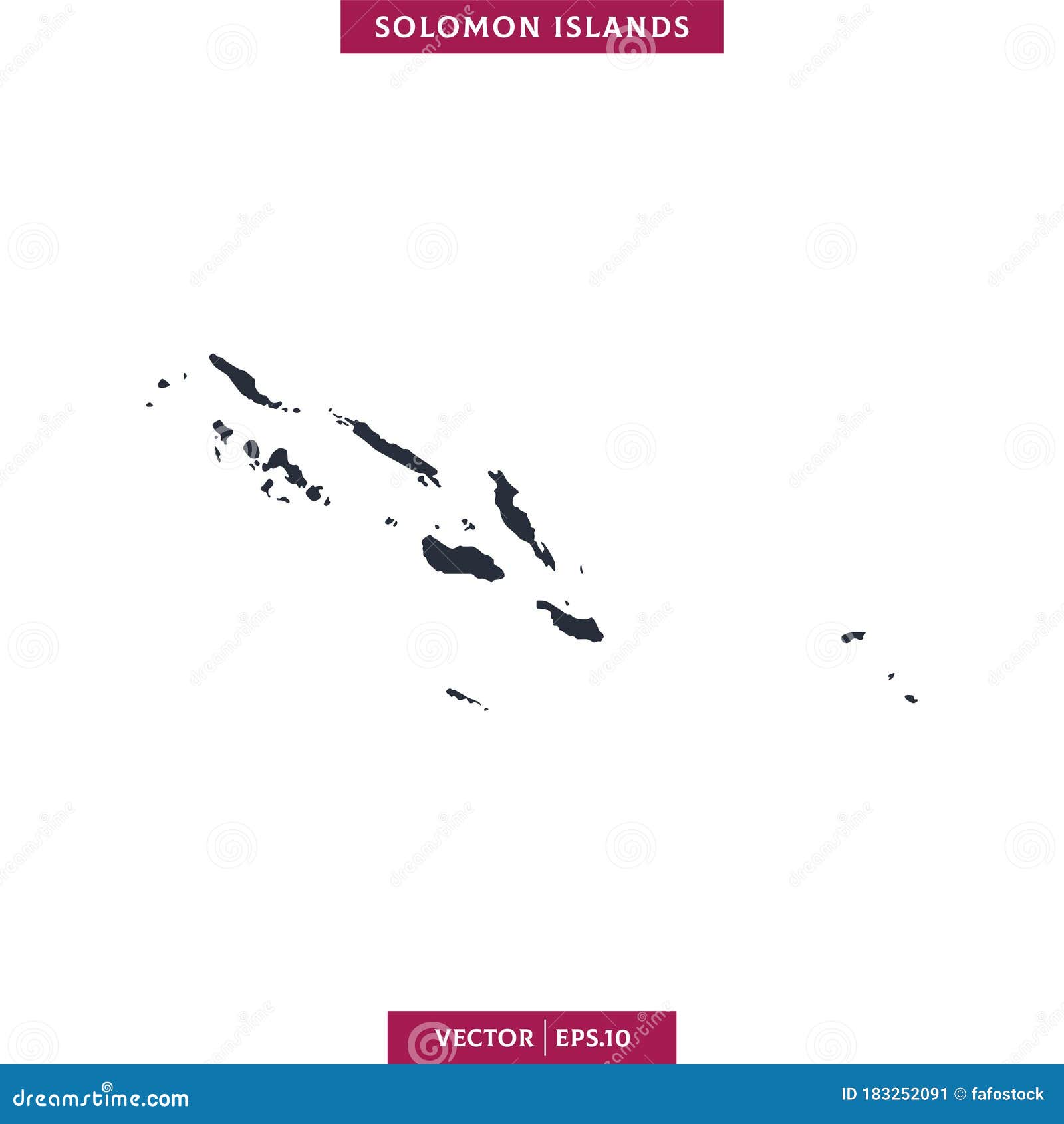 Solomon Islands Map. High Detailed Map Vector in White Background