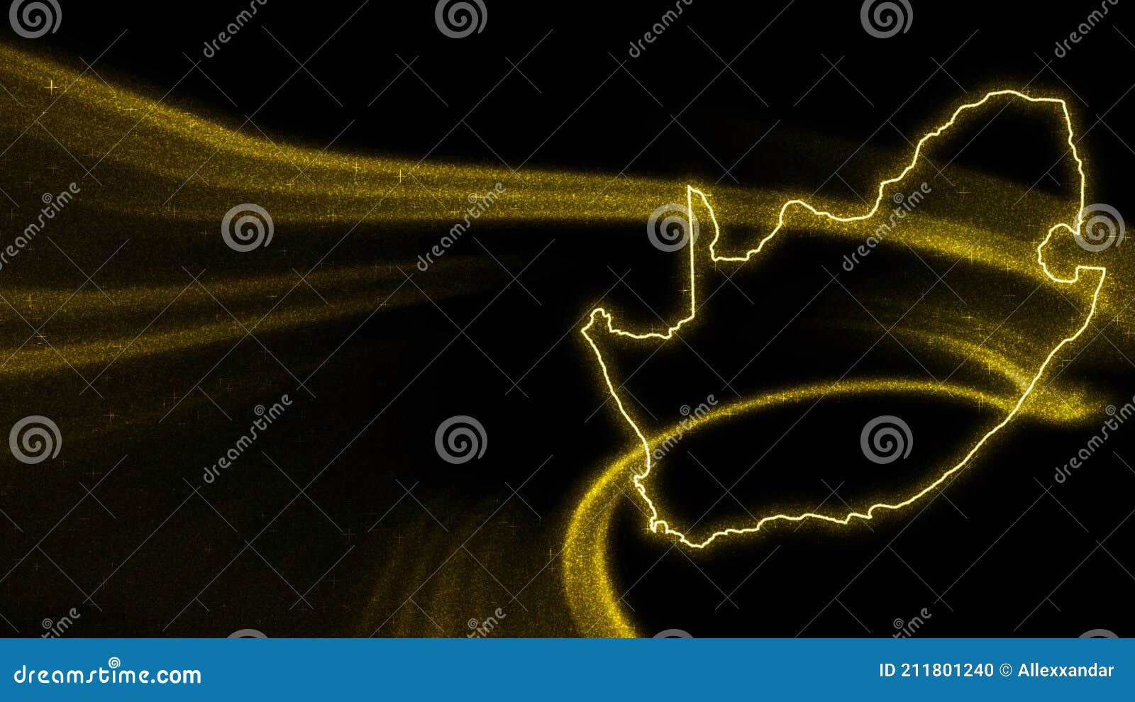 Map of South Africa, Gold Glitter Map Stock Photo Image of