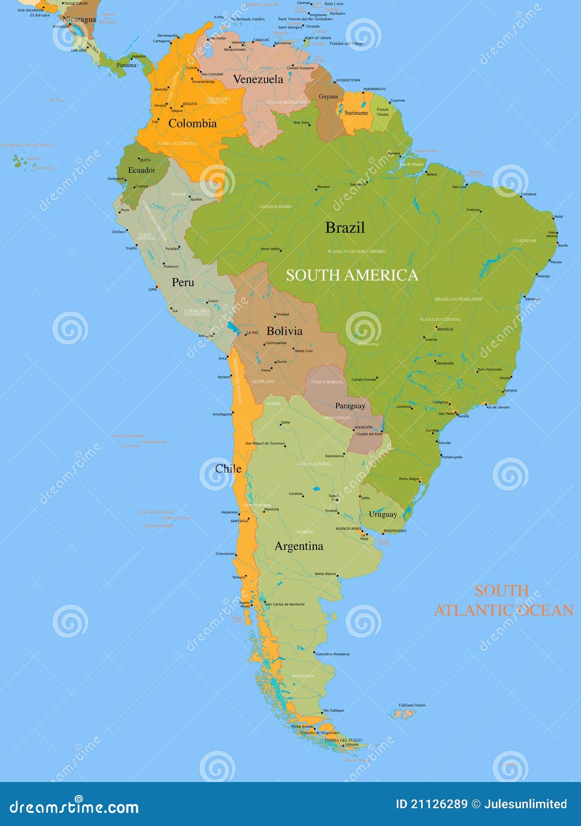 map south america -  - detailed