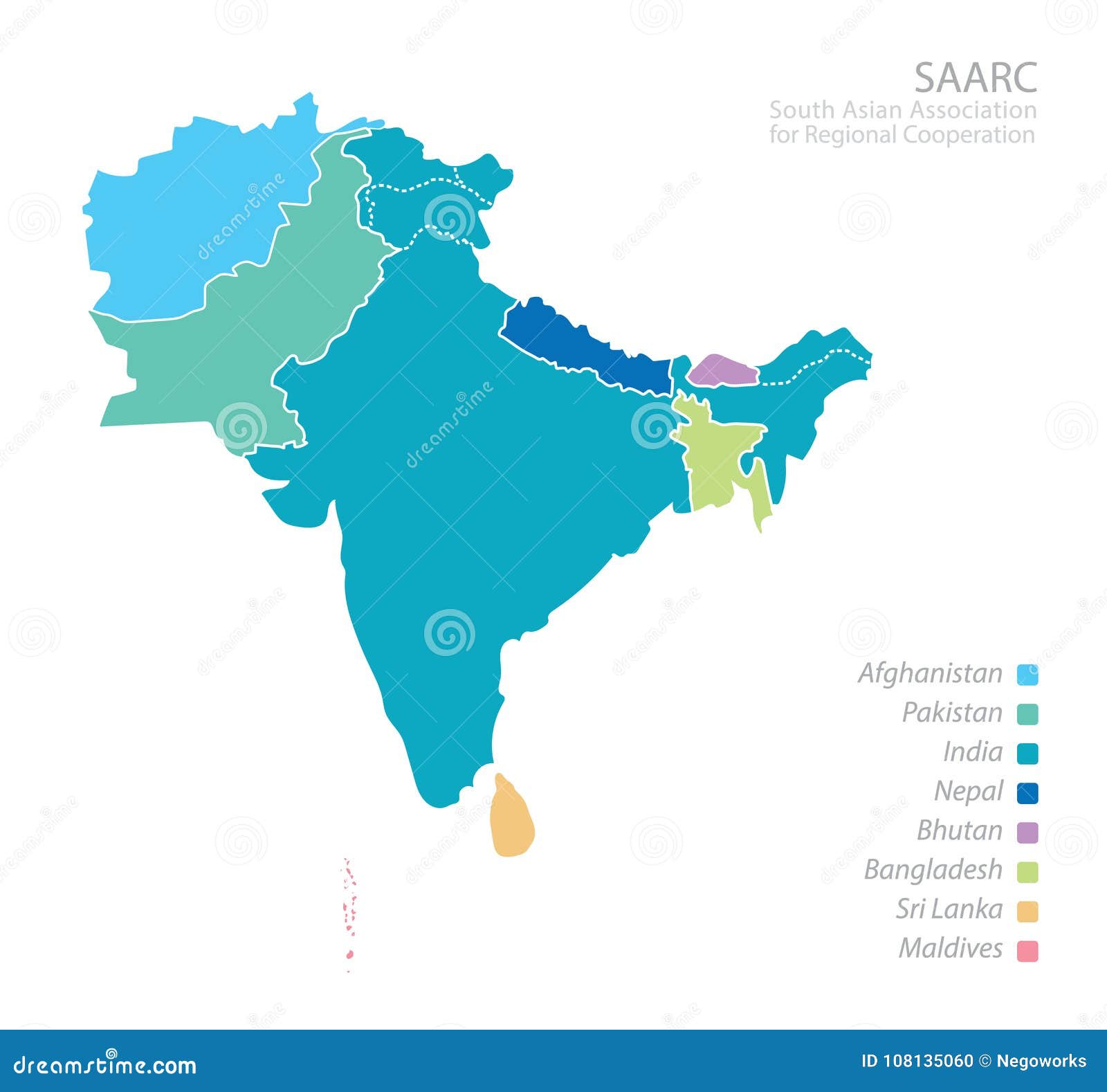 map of south asian association for regional cooperation saarc